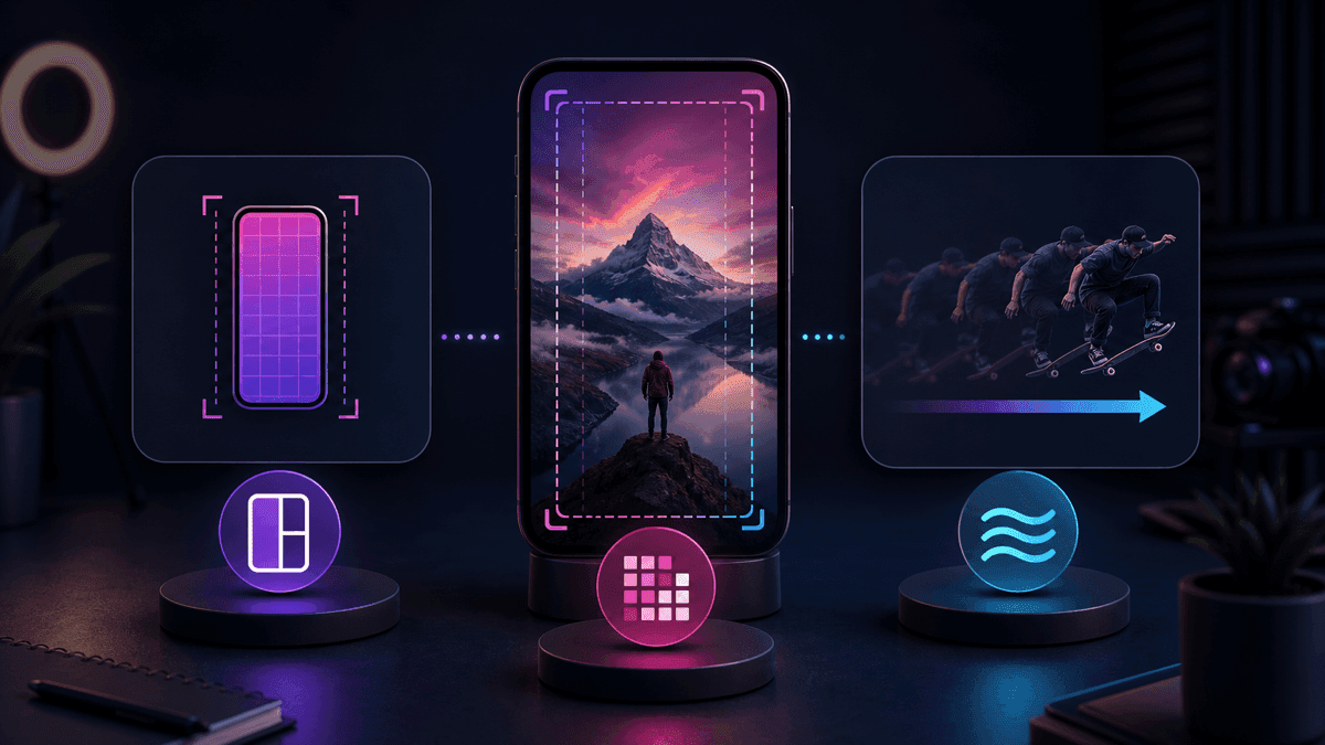 Source-backed visual showing Instagram Reels aspect ratio, resolution, frame rate, and vertical composition considerations