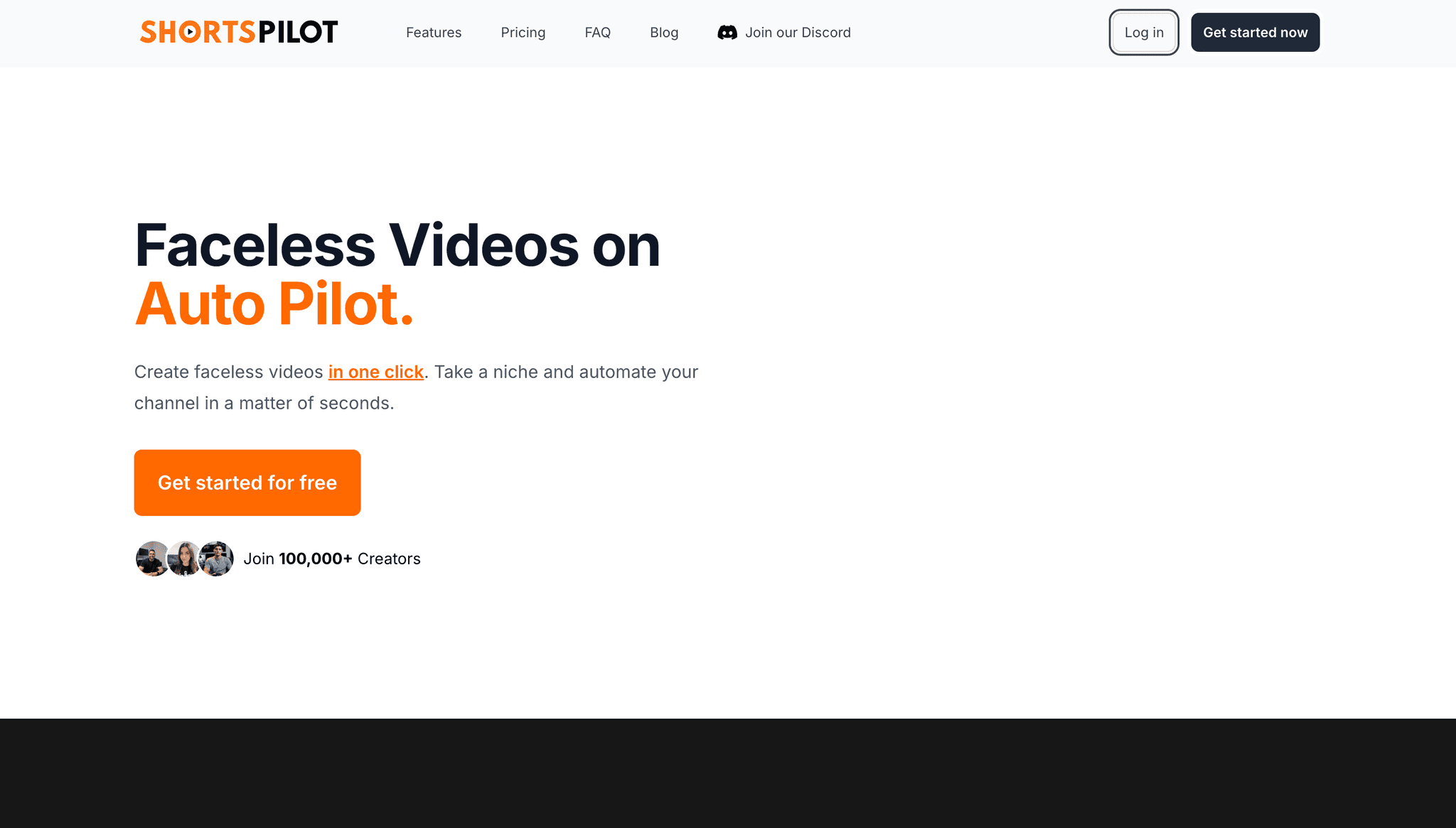 ShortsPilot AI homepage - Faceless Videos on Auto Pilot