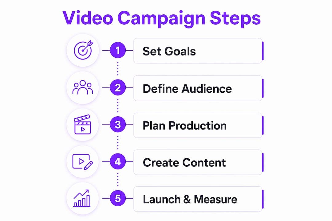 Infographic showing key steps in social video campaign process