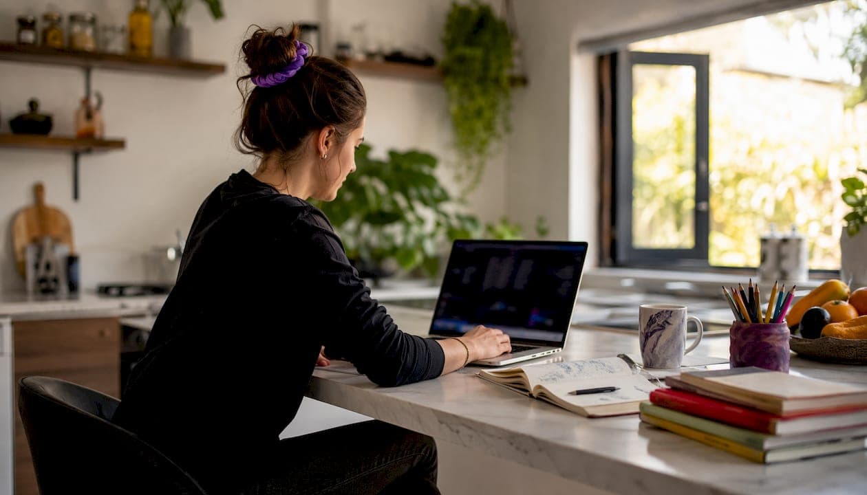 Content creator adjusting AI video editing setup